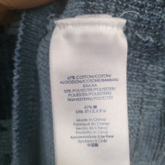 Chaps Denim Blue Aztec Knit Short Sleeve Pullover Sweater Top L - Picture 5 of 5